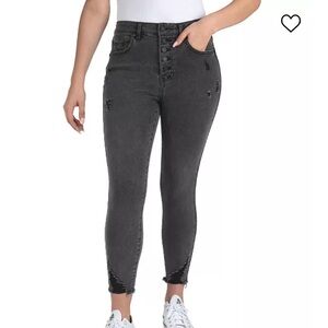 Indigo Rein High Rise Destructed Curvy Crop Jeans